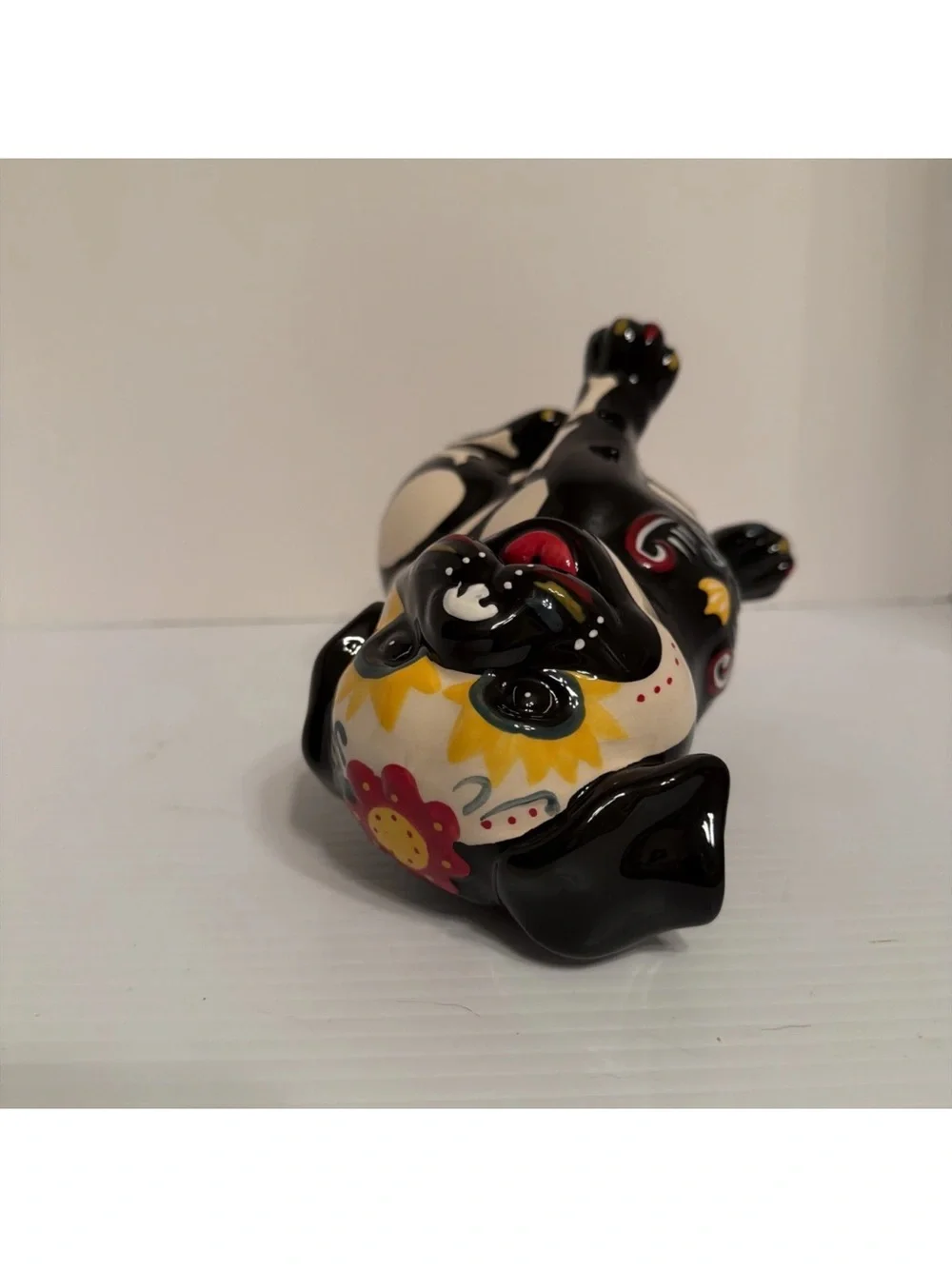 Blue Sky Clayworks Sugar Skull Pug Dog Figure Skeleton Halloween Day of the Dead